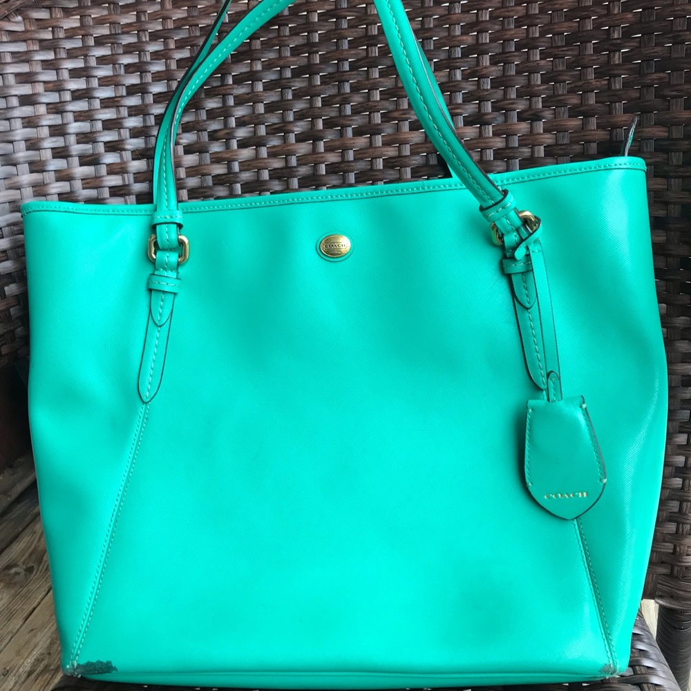 Mint Coach Tote Purse